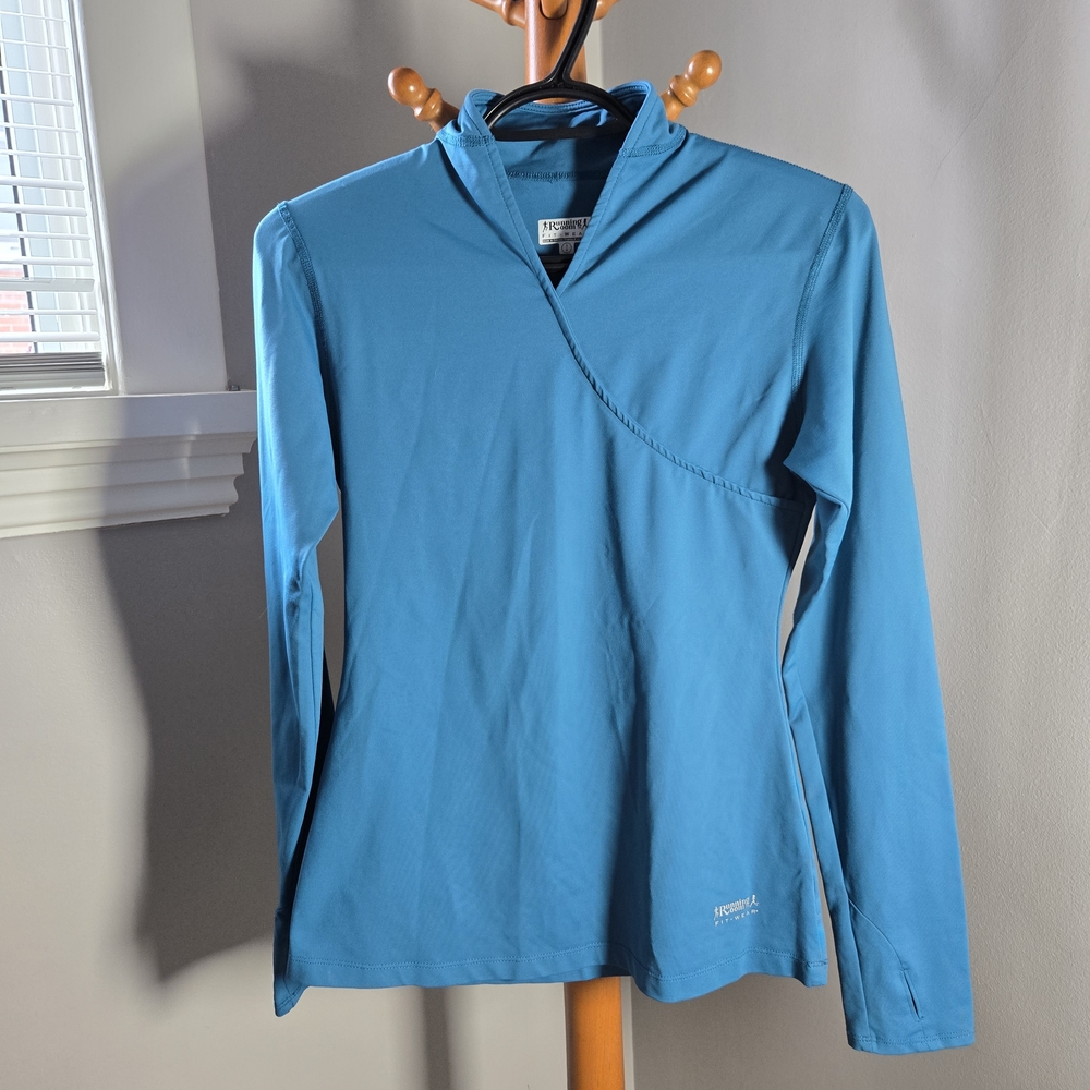 Running Room Small Women's Teal Long Sleeve Top Thumb Holes Thermal NWOT